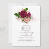 ヴィンテージみすぼらしいシックな赤面とブルゴーニュSipと参照 招待状 (正面)