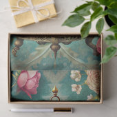 ヴィンテージみすぼらしいシックな鳥のケースと赤面バラ 薄葉紙 (ギフト)