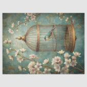 ヴィンテージみすぼらしいシックな鳥のケースと赤面バラ 薄葉紙 (正面)