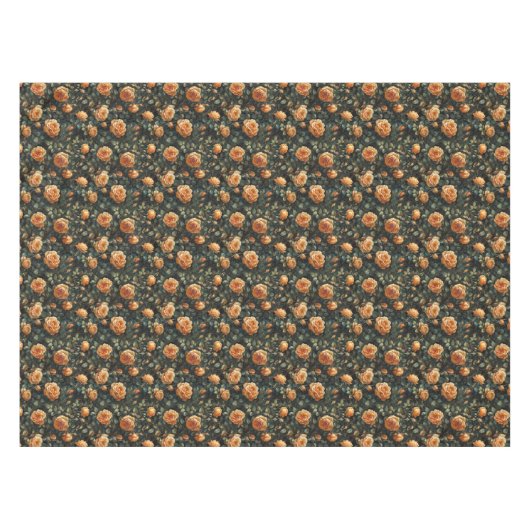 ヴィンテージみすぼらしいシックな黄色のオレンジ色のフランスのバラ テーブルクロス (正面(横))