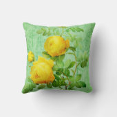 ヴィンテージみすぼらしいシックな黄色のバラ淡い色のズオン クッション (裏面)