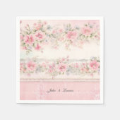 ヴィンテージみすぼらしいシック結婚ピンク スタンダードカクテルナプキン (正面)