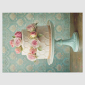 ヴィンテージみすぼらしいシック結婚ホワイトのケーキ赤面バラ 薄葉紙 (正面)