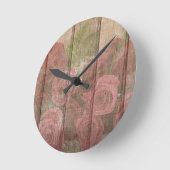 ヴィンテージみすぼらしいシック色あせた赤いバラ ラウンド壁時計 (傾斜)