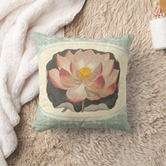 ヴィンテージみすぼらしい植物桃ロータスブロッサムヨガ クッション (ブランケット)