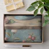 ヴィンテージみすぼらしい赤面バラの花束で青い花瓶 薄葉紙 (ギフト)