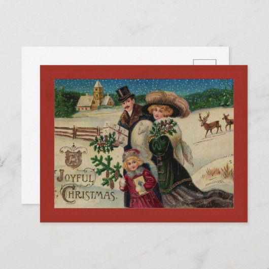 ヴィンテージめでたいクリスマス ポストカード (正面/裏面)