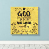 ヴィンテージもし神は私たちのためにKJV聖書の聖句 キャンバスプリント (インサイチュ (ウッドフロア))