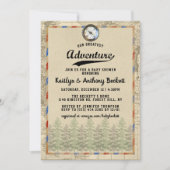 ヴィンテージもっとも偉大アドベンチャー旅行地図ベビーシャワー 招待状 (正面)