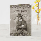 ヴィンテージやむぎのマフィアの男性がロマンチッおもしろいクな カード (黄色い花)