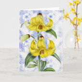 ヴィンテージゆり花Pattern Art Note Card 2 カード (黄色い花)