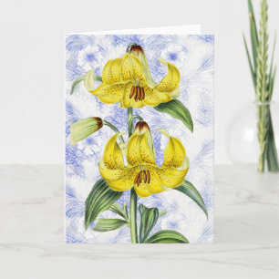 ヴィンテージゆり花Pattern Art Note Card 2 カード