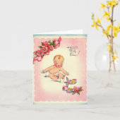 ヴィンテージようこそ新生児カード カード (黄色い花)