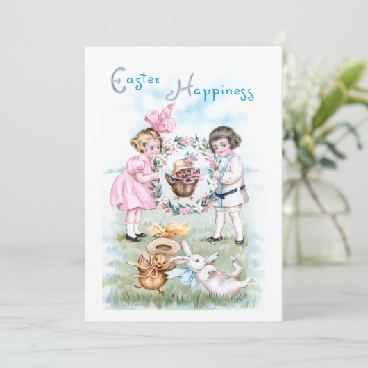 ヴィンテージよくはしゃぐの子ども、イースターバニー、チックス シーズンカード (スタンド正面)