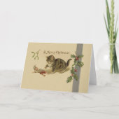 ヴィンテージよくはしゃぐキッテンクリスマスグリーティングカード シーズンカード (正面)