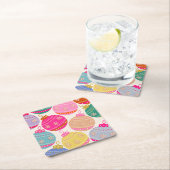 ヴィンテージよくはしゃぐクリスマスバウブル スクエアペーパーコースター (インサイチュ)