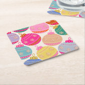 ヴィンテージよくはしゃぐクリスマスバウブル スクエアペーパーコースター (アングル)