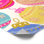 ヴィンテージよくはしゃぐクリスマスバウブル ポスター (角)