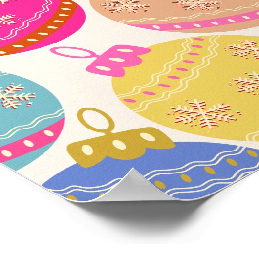 ヴィンテージよくはしゃぐクリスマスバウブル ポスター (角)