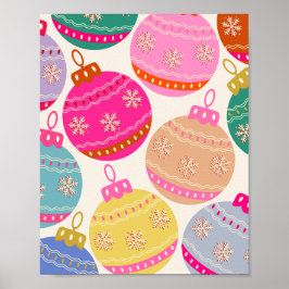 ヴィンテージよくはしゃぐクリスマスバウブル ポスター