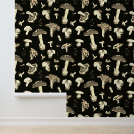 ヴィンテージよくはしゃぐマッシュルームのベージュの暗い背景 壁紙