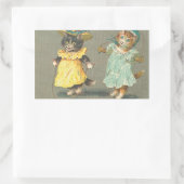 ヴィンテージよくはしゃぐ子猫シール 長方形シール (バッグ)