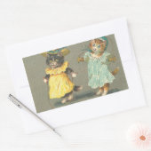 ヴィンテージよくはしゃぐ子猫シール 長方形シール (封筒)