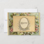 ヴィンテージりんご花お茶の汚れタイポグラフィ 出欠カード (裏面)