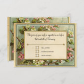 ヴィンテージりんご花お茶の汚れタイポグラフィ 出欠カード (正面/裏面)