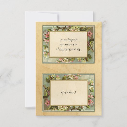 ヴィンテージりんご花茶ステンドタイポグラフィDIY サンキューカード (正面)