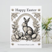 ヴィンテージをテーマにしたイースターバニーパーソナライズされたグリーティング シーズンカード (スタンド正面)