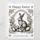 ヴィンテージをテーマにしたイースターバニーパーソナライズされたグリーティング シーズンカード (正面)