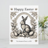 ヴィンテージをテーマにしたイースターバニーパーソナライズされたグリーティング シーズンカード (スタンド正面)