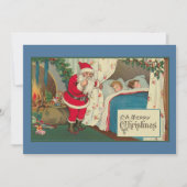 ヴィンテージをテーマにしたクリスマスイブサンタギフトのお子様 シーズンカード (正面)