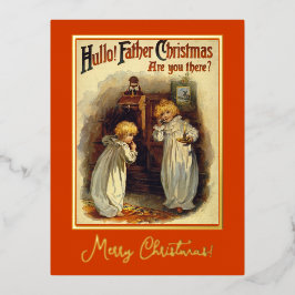 ヴィンテージをテーマにしたクリスマスグリーティングベビー電話 箔シーズンポストカード