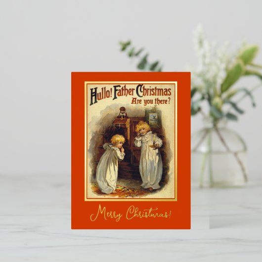 ヴィンテージをテーマにしたクリスマスグリーティングベビー電話 箔シーズンポストカード (立ち正面)