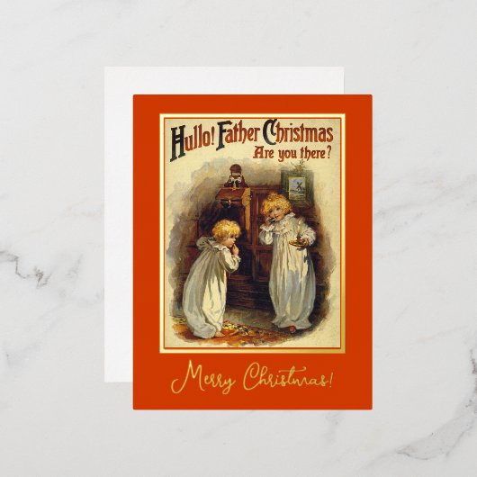 ヴィンテージをテーマにしたクリスマスグリーティングベビー電話 箔シーズンポストカード (正面/裏面)