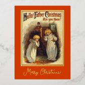 ヴィンテージをテーマにしたクリスマスグリーティングベビー電話 箔シーズンポストカード (正面)