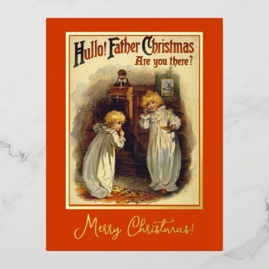 ヴィンテージをテーマにしたクリスマスグリーティングベビー電話 箔シーズンポストカード (正面)