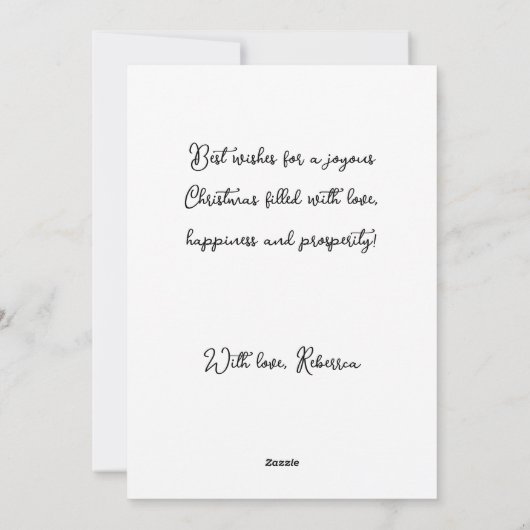 ヴィンテージをテーマにしたクリスマスツリー赤ちゃんガールグリーティング シーズンカード (裏面)