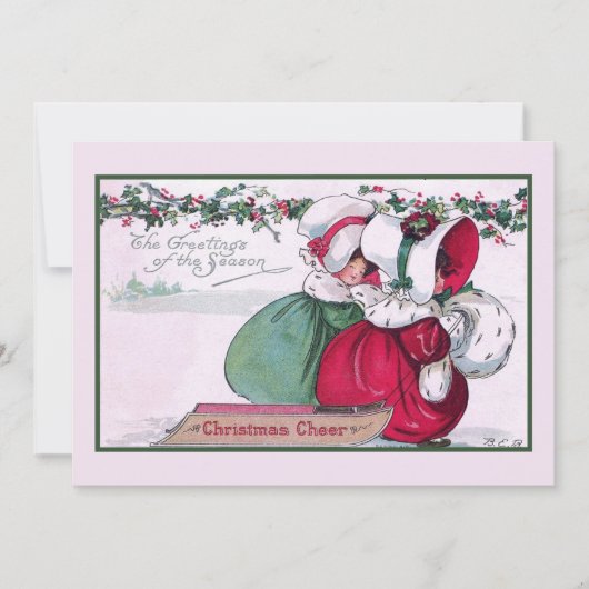 ヴィンテージをテーマにしたクリスマス応援女子の冬 シーズンカード (正面)