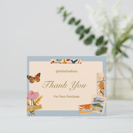 ヴィンテージをテーマにした感謝はがき ポストカード (スタンド正面)