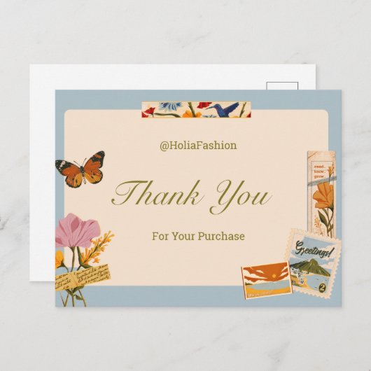 ヴィンテージをテーマにした感謝はがき ポストカード (正面/裏面)