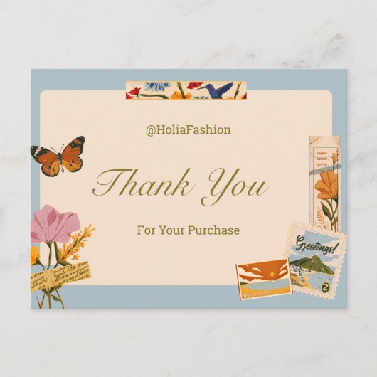 ヴィンテージをテーマにした感謝はがき ポストカード (正面)