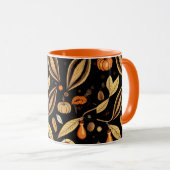 ヴィンテージをテーマにした秋パターン(の模様が)あるの葉 マグカップ (正面右)