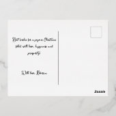 ヴィンテージをテーマにした緑のクリスマスツリーギフトレディ 箔シーズンポストカード (裏面)