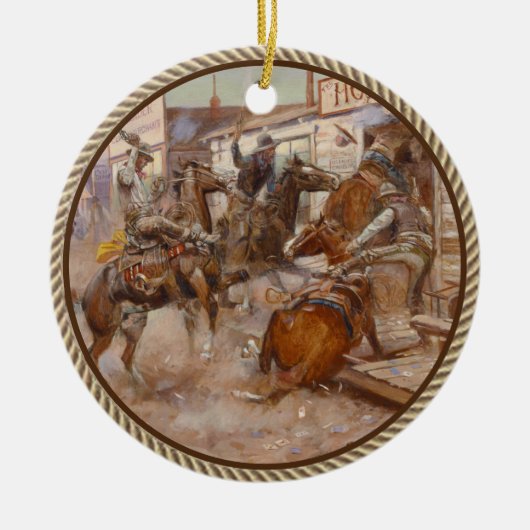 ヴィンテージをノックせずに西部に セラミックオーナメント (正面)