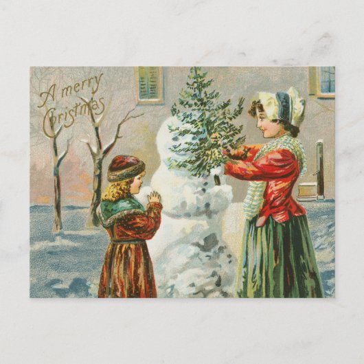 ヴィンテージを作る母と女の子 シーズンポストカード (正面)