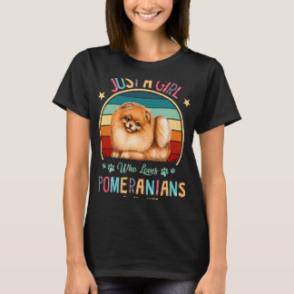 ヴィンテージを愛する女の子だけ犬の愛ポメラニア犬 Tシャツ