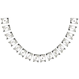 ヴィンテージを愛する白いフローラ愛は甘結婚い バンティングフラッグ